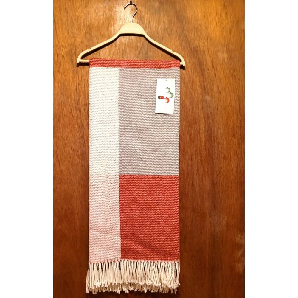 Texteis Penedo Throw Blanket Gray Red White 50"x70" Portugal 50% Cotton Acrylic